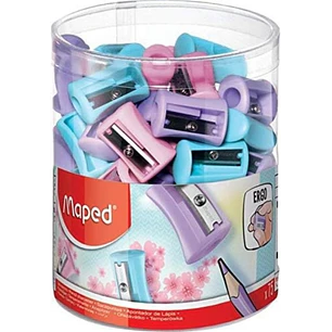 Maped Vivo Pastel Sacapuntas de Plastico con 1 Orificio - Cuchilla de Acero Afilada y Resistente - Colores Pastel Surtidos