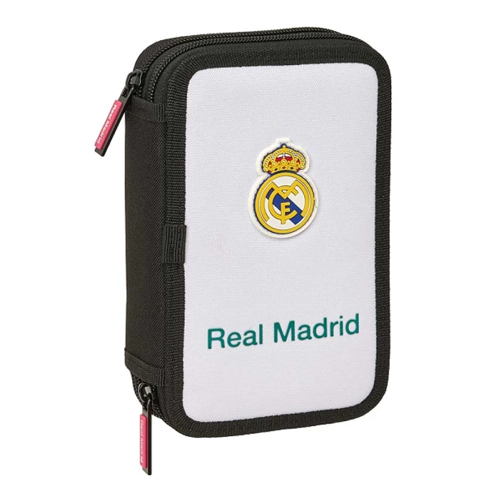 Safta Real Madrid Equipacion 26/27 Plumier de 2 Pisos - 29 Piezas - Goma - Lapiz - 2 Boligrafos - Sacapuntas - 10 Colores - 14 Rotuladores - 12.5x19.5 1