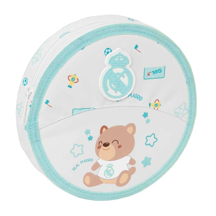 Safta Real Madrid Preescolar Plumier Redondo - 18 Piezas - Cremallera - Goma - Lapiz - 6 Colores - 8 Rotuladores - 2 Sacapuntas - 21x3.5cm - Color Bla 1