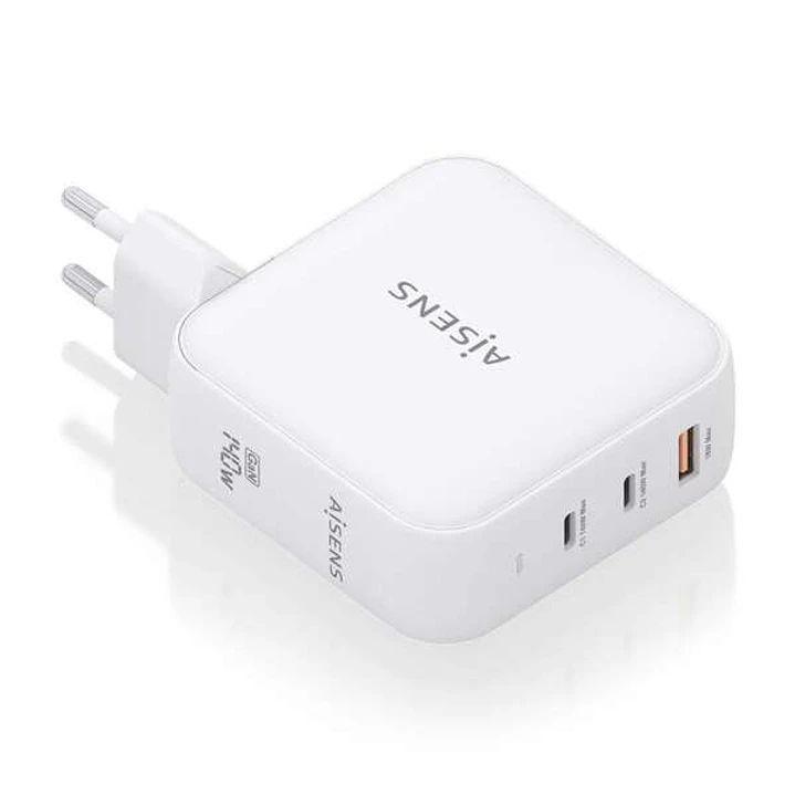 Aisens Cargador GAN 140W - 2xUSB-C PD3.1 QC4.0 - 1xUSB-A QC3.0 1
