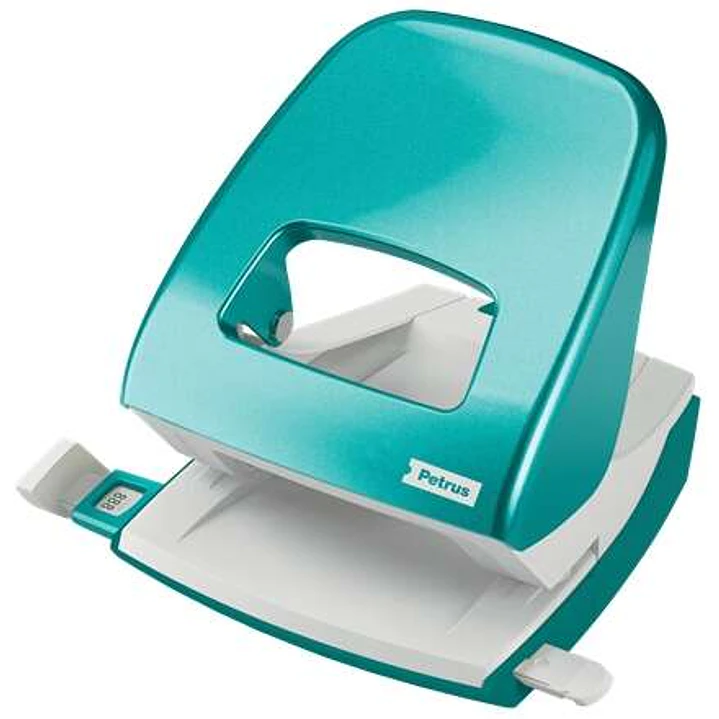 Petrus 62 WOW Taladro Perforador - Hasta 30 Hojas - Marcas de Formato - Punzones 5.5mm - Color Turquesa 1