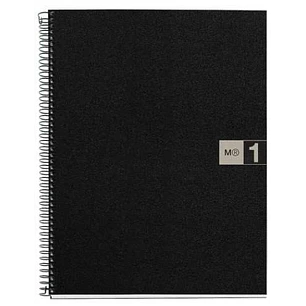 Miquel Rius Notebook1 Cuaderno de Espiral Formato A4 - 80 Hojas Microperforadas con 4 Taladros - Cuadricula 5x5 - Banda de las Hojas Gris - Cubiertas 