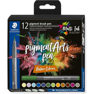 Staedtler 371 Pack de 12 Rotuladores Punta de Pincel Suave - Colores Vivos y Brillantes - No Amarillea con el Paso del Tiempo - Nueva Tinta Multi Ink 