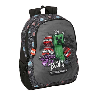 Safta Minecraft Graffiti Mochila - 23L - Adaptable a Carro - Espalda Acolchada - Portabotellas - Cremallera con Doble Tirador - Asa de Mano - Hombrera