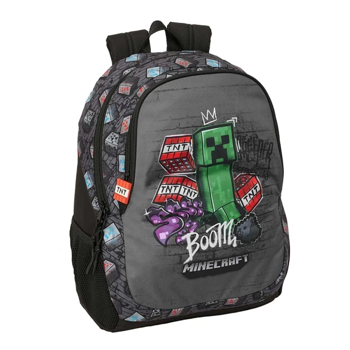 Safta Minecraft Graffiti Mochila - 23L - Adaptable a Carro - Espalda Acolchada - Portabotellas - Cremallera con Doble Tirador - Asa de Mano - Hombrera 1