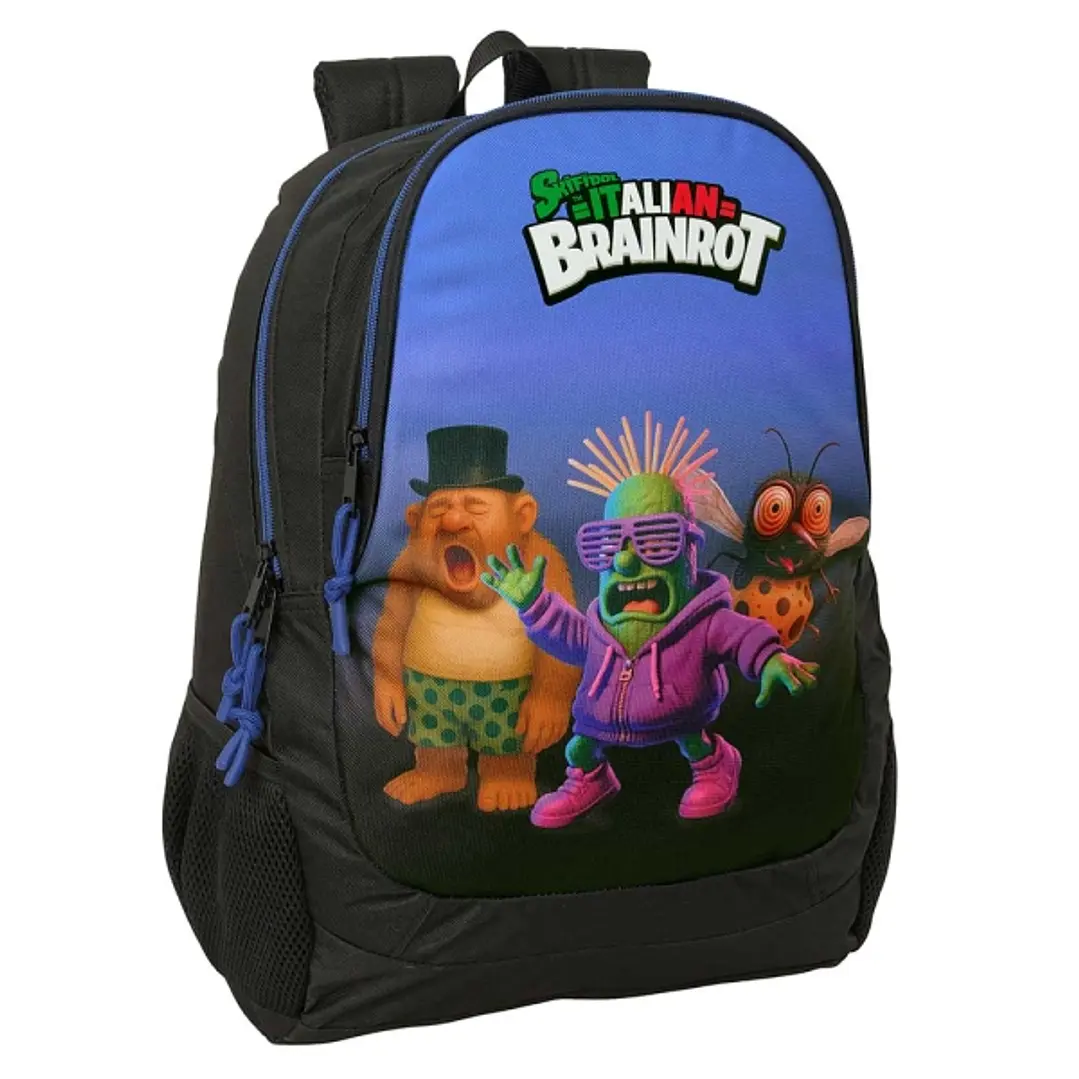 Safta Brainrot Mochila - 23L - Adaptable a Carro - Espalda Acolchada - Portabotellas - Cremallera con Doble Tirador - Asa de Mano - Hombreras Ergonomi 1