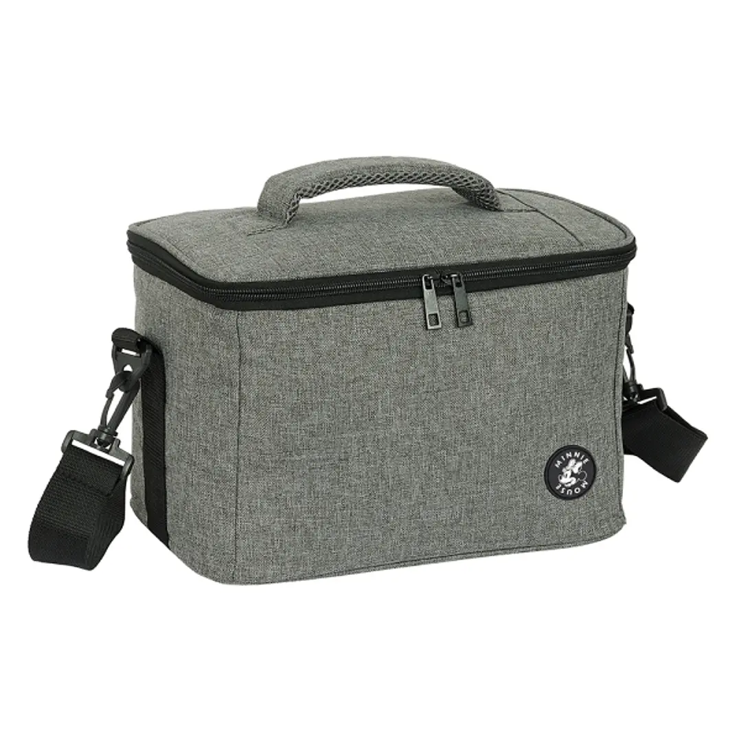 Safta Minnie Mouse Grey Bolsa Isotermica Porta Alimentos 9.2L - Cremallera - Asa Acolchada - Bandolera Ajustable - Repelente al Agua - Asa Superior -  1