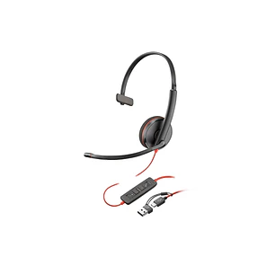HP Poly Blackwire 3210 USB-C/USB-A Auricular Monoaural con Microfono - Almohadilla Acolchada - Controles en Cable