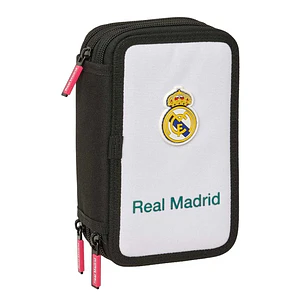 Safta Real Madrid Equipacion 26/27 Plumier de 3 Pisos - 37 Piezas - Goma - Lapiz - 2 Boligrafos - Sacapuntas - 2 Reglas - 16 Colores - 14 Rotuladores 