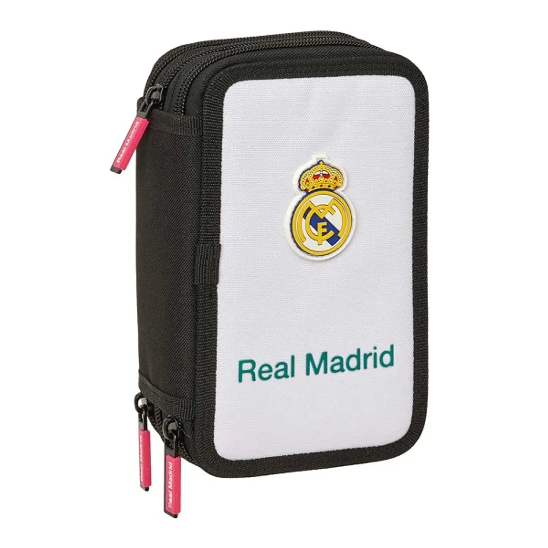 Safta Real Madrid Equipacion 26/27 Plumier de 3 Pisos - 37 Piezas - Goma - Lapiz - 2 Boligrafos - Sacapuntas - 2 Reglas - 16 Colores - 14 Rotuladores  1