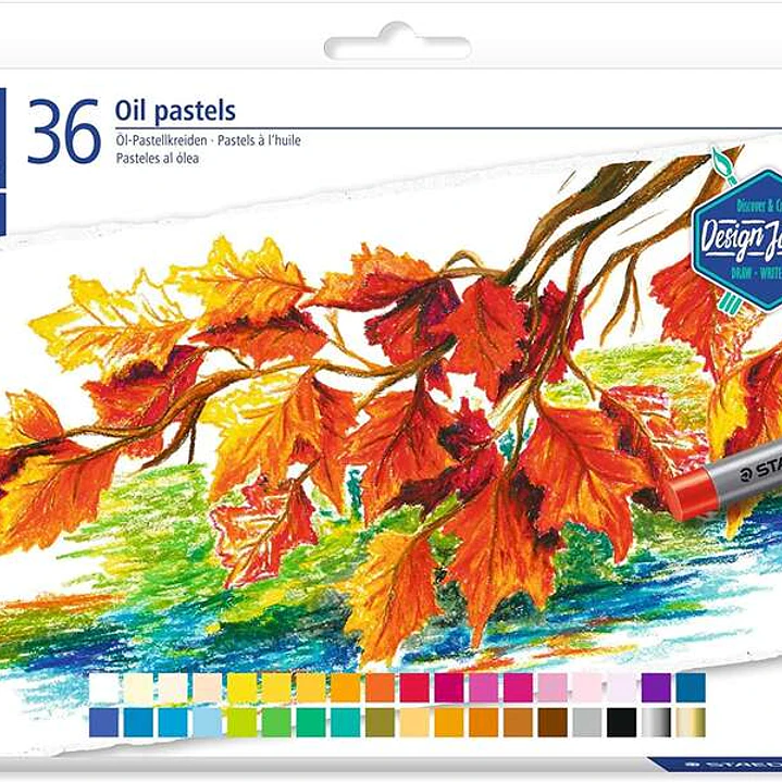 Staedtler Pasteles al Oleo 2420 Pack de 36 Ceras Blandas - Resistencia a la Rotura - Extremadamente Brillantes - Colores Surtidos 1