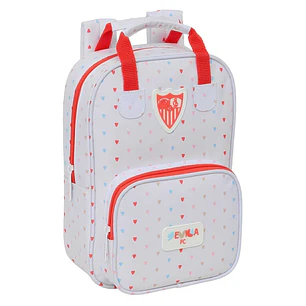 Safta Sevilla FC Preescolar Mochila Infantil - Tarjeta de Identificacion Personal - Bolsillo Frontal - Hombreras Acolchadas - 20x28x8cm - Color Blanco