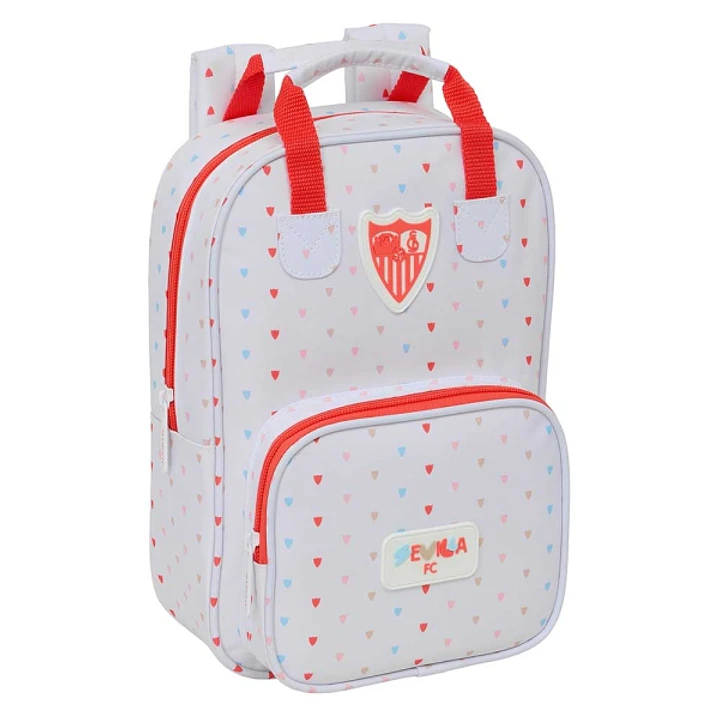 Safta Sevilla FC Preescolar Mochila Infantil - Tarjeta de Identificacion Personal - Bolsillo Frontal - Hombreras Acolchadas - 20x28x8cm - Color Blanco 1