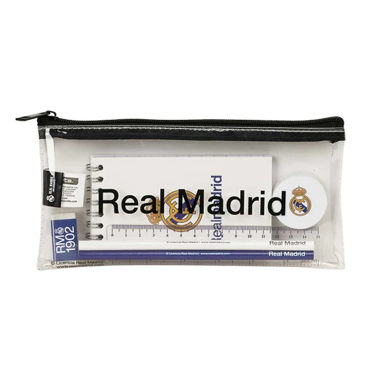 Safta Real Madrid Equipacion 26/27 Portatodo - Cremallera - PVC - Regla de 15cm - 2 Lapices - Sacapuntas - Goma - Bloc de Notas de 70 Hojas - 22.5x10. 1