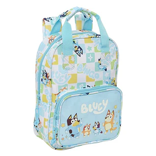 Safta Bluey Ready Mochila Infantil - Tarjeta de Identificacion Personal - Bolsillo Frontal - Hombreras Acolchadas - 20x28x8cm - Color Azul Pastel