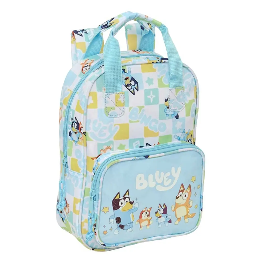 Safta Bluey Ready Mochila Infantil - Tarjeta de Identificacion Personal - Bolsillo Frontal - Hombreras Acolchadas - 20x28x8cm - Color Azul Pastel 1