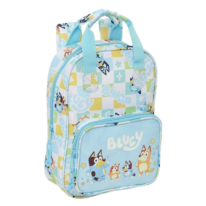 Safta Bluey Ready Mochila Infantil - Tarjeta de Identificacion Personal - Bolsillo Frontal - Hombreras Acolchadas - 20x28x8cm - Color Azul Pastel 1