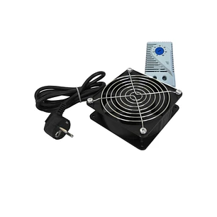 WP Ventilador Refrigeracion para Armario de 120mm - 220V - Termostato - 120x120x38mm - Color Negro