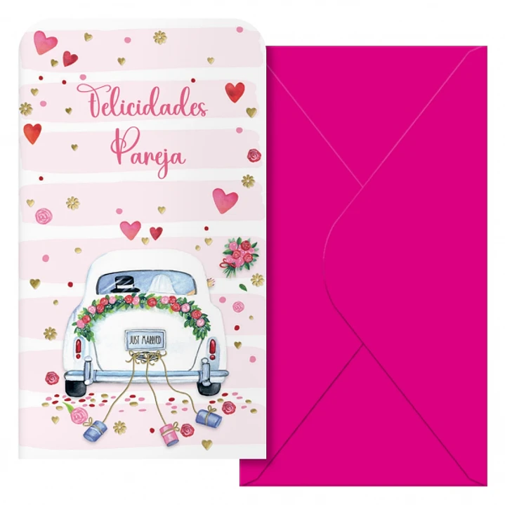 Dohe Wedding Pack de 6 Tarjetas/Billeteros de Felicitacion de Boda con Sobre - Tamaño 9x16cm - Papel Offset - Impresas a todo Color 1