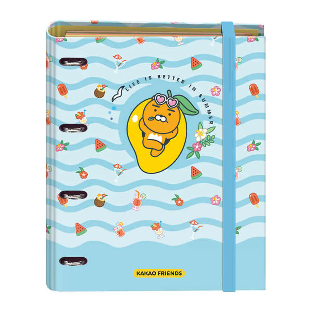 Dohe Kakao Friends Summer Holiday Carpeta de 4 Anillas Formato A4 con Recambio de 100 Hojas - 4 Separadores de Colores - Cierre con Goma Elastica - An 1