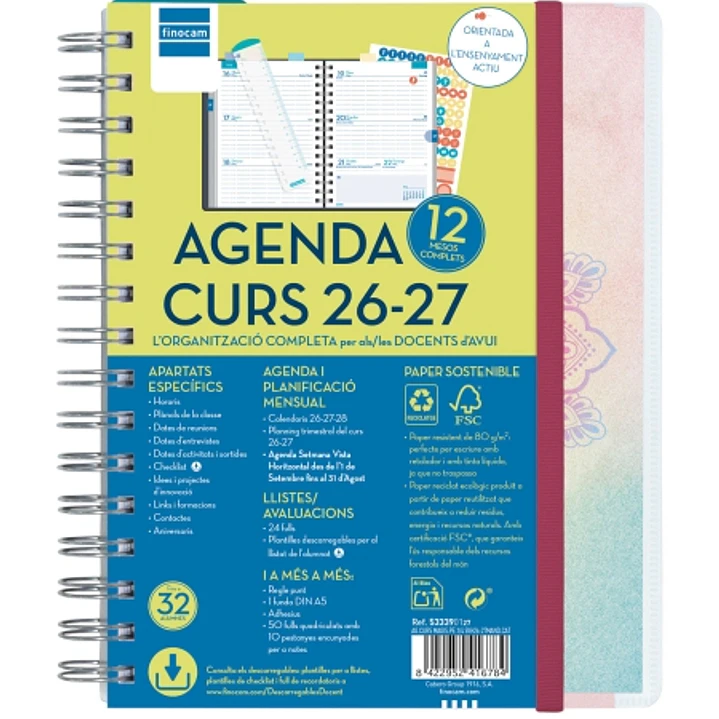 Finocam Magistral Agenda Escolar 26/27 en Catalan - Semana Vista Horizontal - Formato 4º - 155x212mm - Tapas de Polipropileno - Papel de 80g/m2 - Espi 1