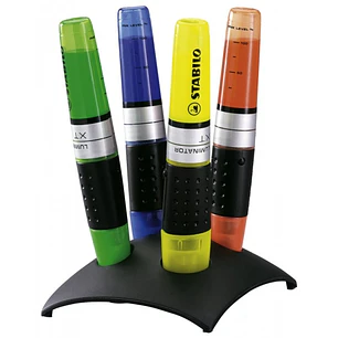 Stabilo Luminator Set de Escritorio con 4 Marcadores Fluorescentes - Mayor Suministro de Tinta - Zona de Agarre - Trazo entre 2 y 5mm - Colores Verde,