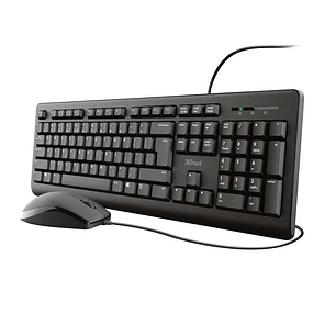 Trust TKM250 Pack USB Teclado 104 Teclas + Raton 3 Botones - Teclas Silenciosas - Resistente a Vertidos - Uso Ambidiestro - Cable de 1.80m - Color Neg