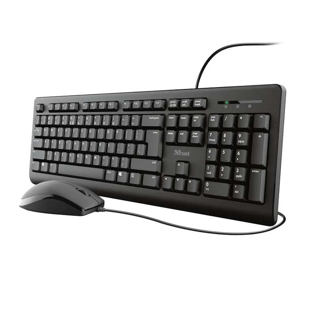 Trust TKM250 Pack USB Teclado 104 Teclas + Raton 3 Botones - Teclas Silenciosas - Resistente a Vertidos - Uso Ambidiestro - Cable de 1.80m - Color Neg 1