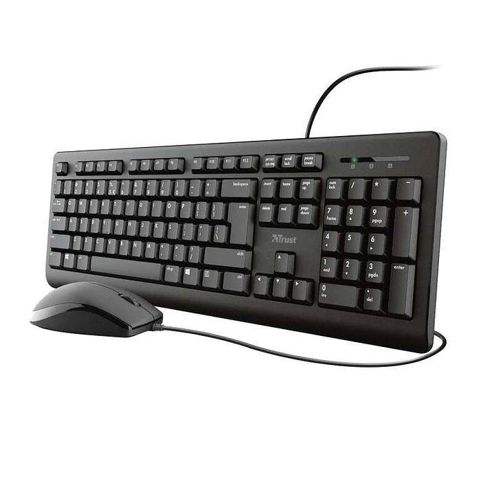Trust TKM250 Pack USB Teclado 104 Teclas + Raton 3 Botones - Teclas Silenciosas - Resistente a Vertidos - Uso Ambidiestro - Cable de 1.80m - Color Neg 1