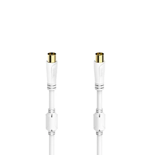 Hama Essential Cable Coaxial de Antena Macho/Hembra - Longitud 5m- Terminales Chapados en Oro - Triple Blindaje - Apantallamiento 100dB - Impedancia 7