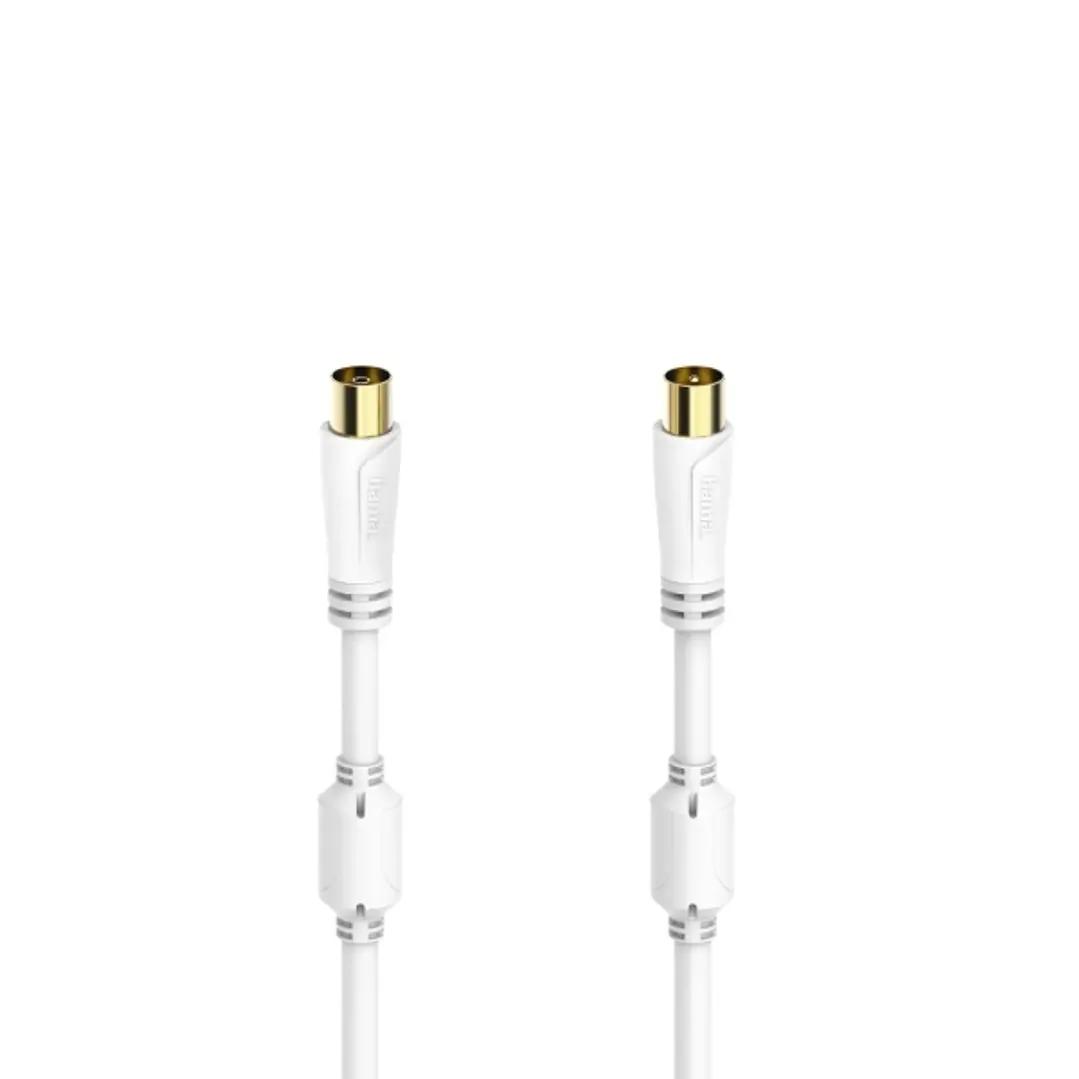 Hama Essential Cable Coaxial de Antena Macho/Hembra - Longitud 5m- Terminales Chapados en Oro - Triple Blindaje - Apantallamiento 100dB - Impedancia 7 1