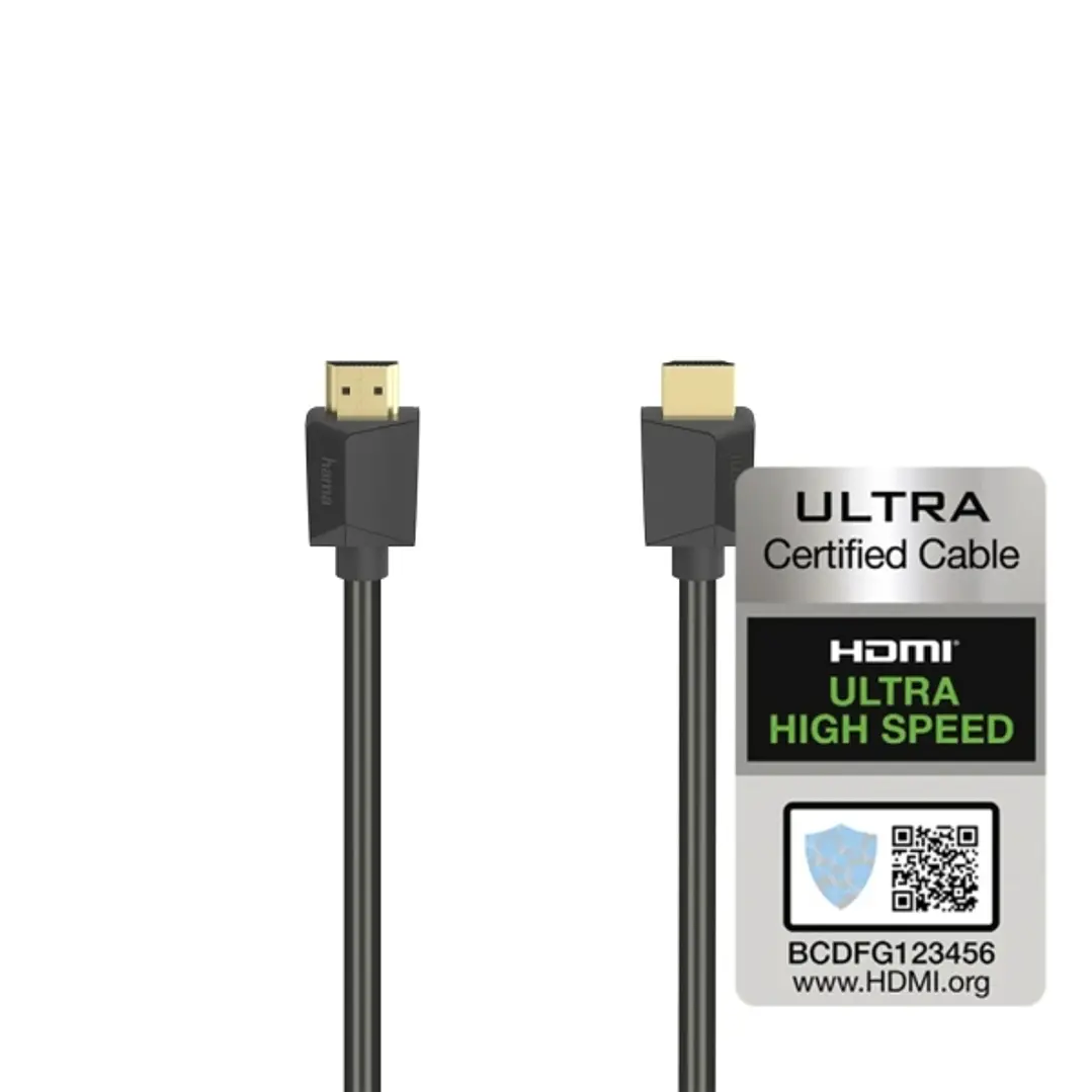 Hama Essential Cable HDMI 8K Macho - Longitud 2m- Certificado - Soporta eARC - Terminales Chapados en Oro - Ethernet - Velocidad hasta 48Gbps - Blinda 1