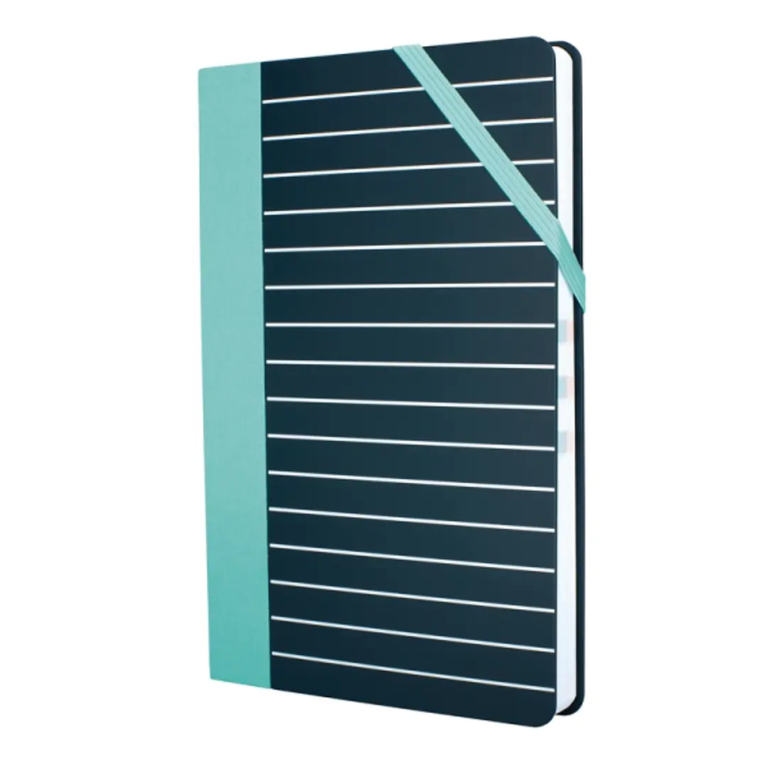 Milan Paperbook Stripes Libreta Mediana - Cuadriculado - 208 Hojas de 80g - Cierre Elastico - Color Negro 1