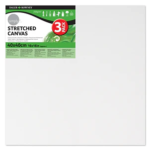 Daler Rowney Simply Pack de 3 Bastidores Entelados- 40x40cm - Imprimacion Triple - Grano Medio - 100% Algodon sin Acido - 250g - Color Blanco