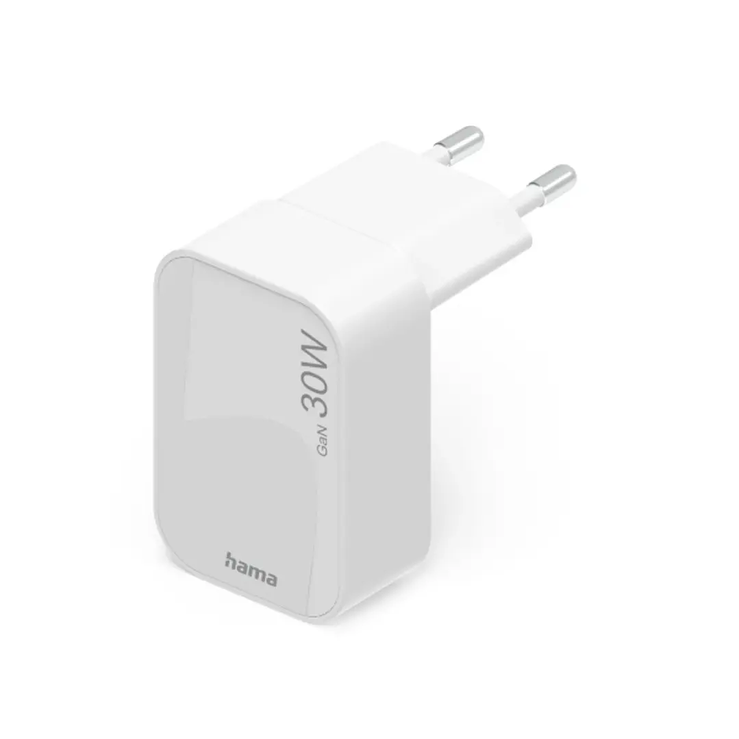 Hama Cargador de Pared - 30W - USB-C - Plegable - Power Delivery - GaN - Qualcomm - Color Blanco 1