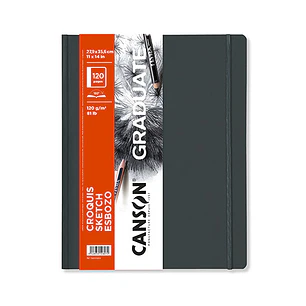 Canson Graduate Sketch Cuaderno con 60 Hojas - 27.9x35.6cm - 120g - Grano Fino - Tapa Dura - Color Blanco