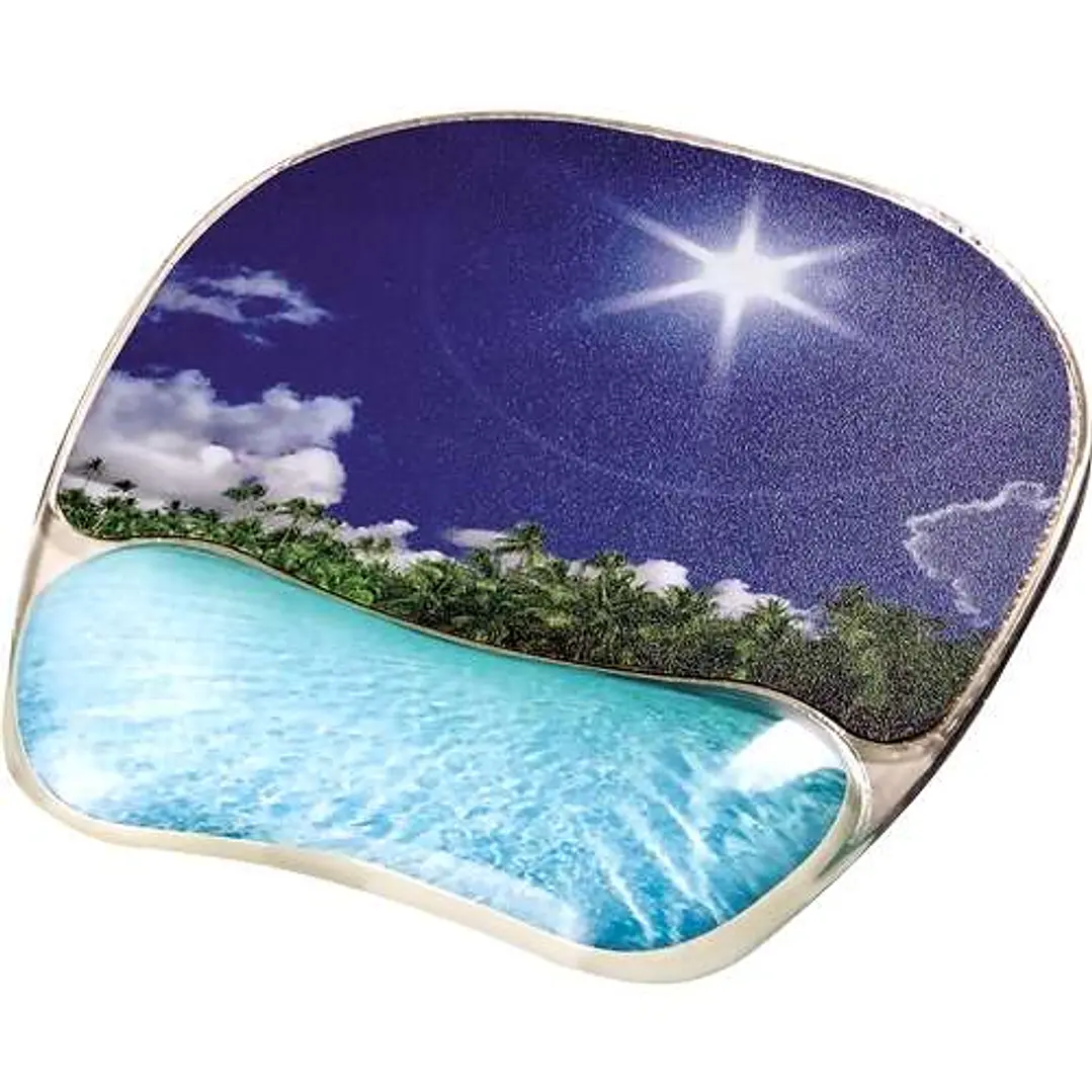Fellowes Alfombrilla con Reposamuñecas Photo Gel - Alivia los Puntos de Presion - Base Antideslizante - Diseño Playa Tropical 1