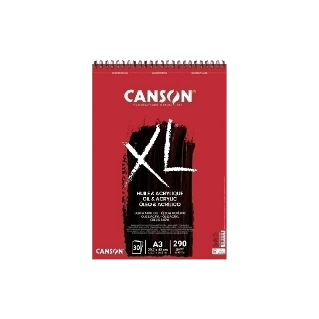 Canson XL Oleo & Acrilico Album Espiral de 30 Hojas A3 - 290g - Grano Fino - Color Blanco 1