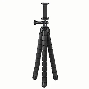 Hama Flex Tripode para Smartphone y Camara Deportiva - Peso Max 300g - Plegable - Altura Ajustable hasta 26cm - Plastico - Color Negro