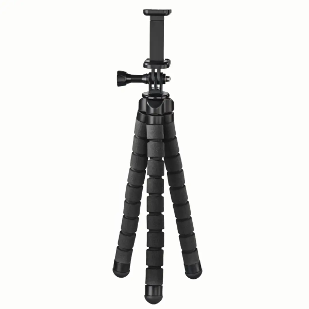 Hama Flex Tripode para Smartphone y Camara Deportiva - Peso Max 300g - Plegable - Altura Ajustable hasta 26cm - Plastico - Color Negro 1