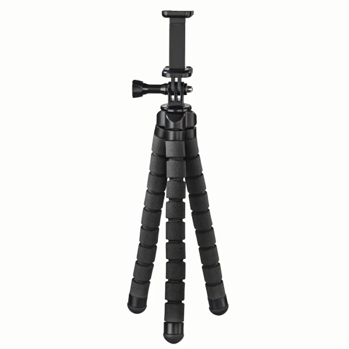 Hama Flex Tripode para Smartphone y Camara Deportiva - Peso Max 300g - Plegable - Altura Ajustable hasta 26cm - Plastico - Color Negro 1