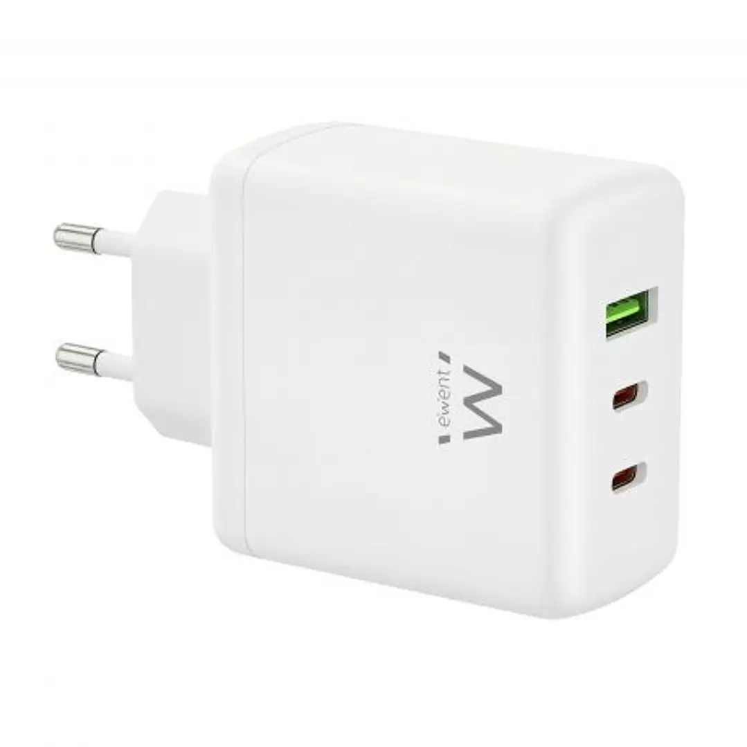 Ewent EW1329 Cargador GaN 65W - 2xUSB-C PD3.0 - 1xUSB-A QC3.0 - Color Blanco 1