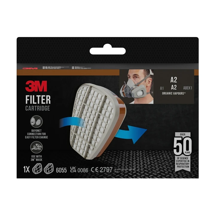 3M Filtros de Repuesto para Mascara de Media Cara - Proteccion Contra Vapores Organicos A2 - Color Gris 1