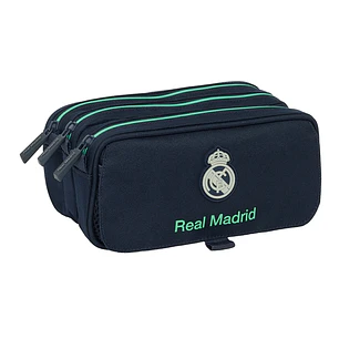 Safta Real Madrid 2ª Equipacion 25/26 Portatodo - 3 Compartimentos con Cremalleras - Bolsillo Frontal - Cinta Adaptable - 1.72L - 215x80x100mm - Color