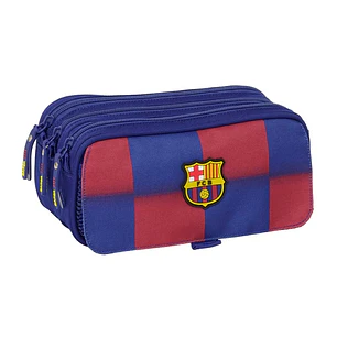 Safta F.C.Barcelona Estuche Portatodo de 1.72L - 3 Compartimentos - Cinta Trasera Adaptable a Carro - Cierre de Cremallera - 21.5x10x8cm - Color Rojo 