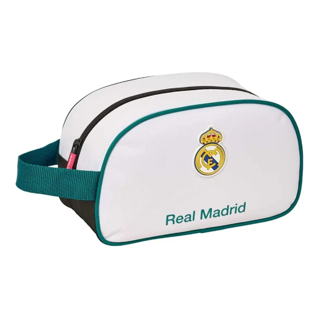 Safta Real Madrid Equipacion 26/27 Neceser - Adaptable a Carro - Asa de Mano Lateral - 26x15x12cm - Color Blanco y Negro 1