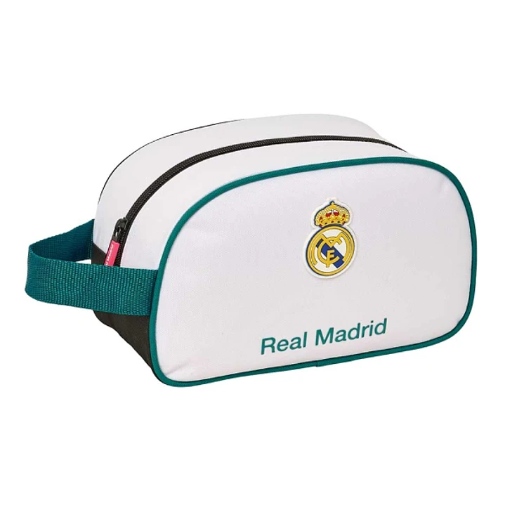 Safta Real Madrid Equipacion 26/27 Neceser - Adaptable a Carro - Asa de Mano Lateral - 26x15x12cm - Color Blanco y Negro 1