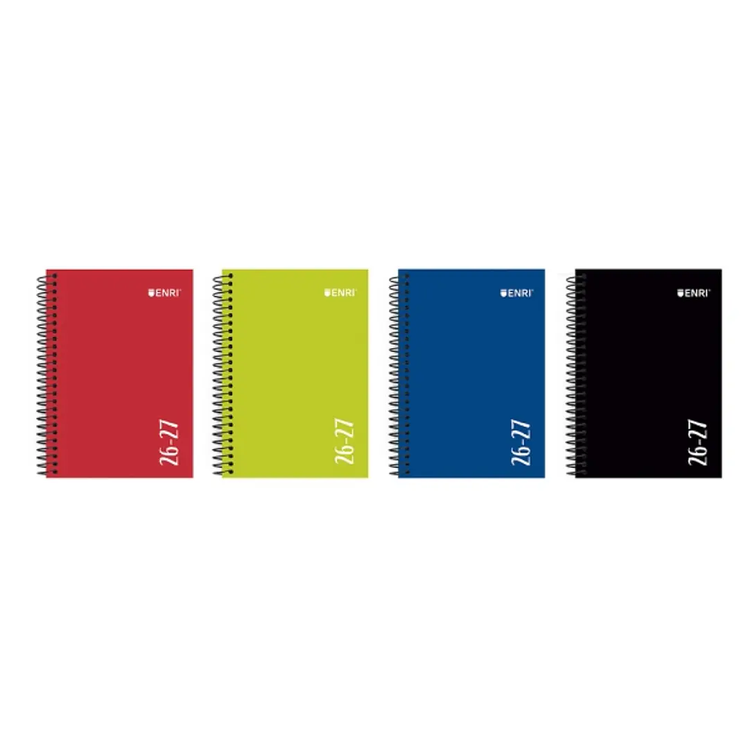 Enri Agenda Escolar con Espiral - Catalan - Tapa Extradura - Formato Cuartilla - Semana Vista - Acabado Brillante - Colores Surtidos 1