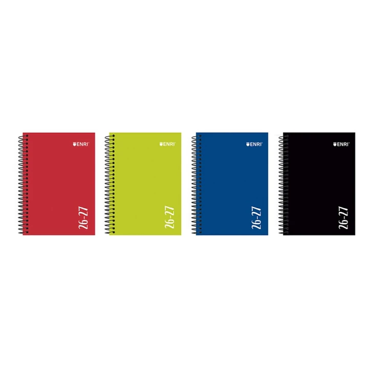 Enri Agenda Escolar con Espiral - Catalan - Tapa Extradura - Formato Cuartilla - Semana Vista - Acabado Brillante - Colores Surtidos 1