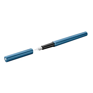 Pelikan Ineo Pluma Estilografica - Punta M - Caja Metalica - Aluminio Anodizado Satinado - Forma de Gota Antivuelco - Incluye Recambio - Color Azul